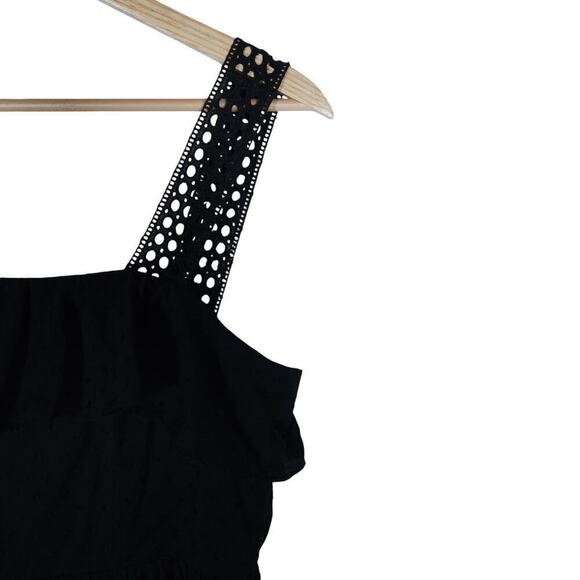 J. Crew Womens Dress 0 Black Midi Swiss Dot Ruffle Sleeveless A Line Flowy NWT - Picture 3 of 14